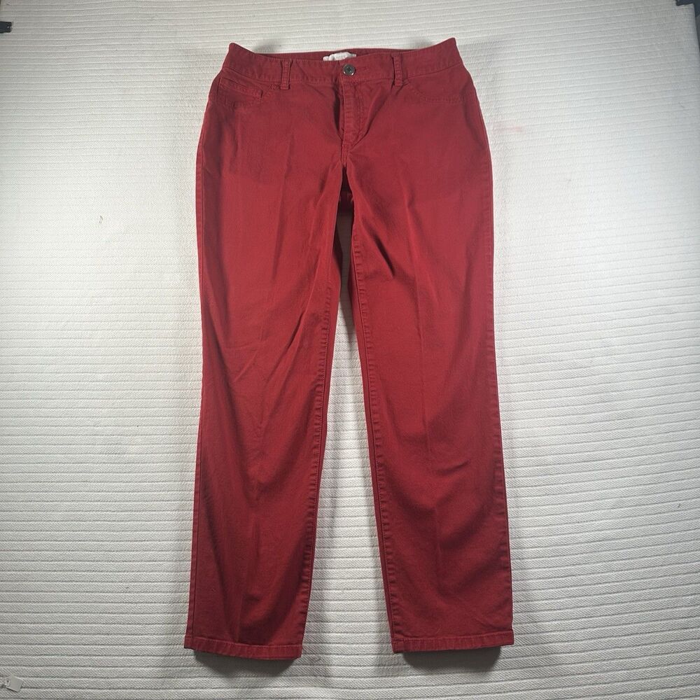 Size 0.5 Chicos Pants Womens  Red Zip Pocket  Straight Leg Casual Pants